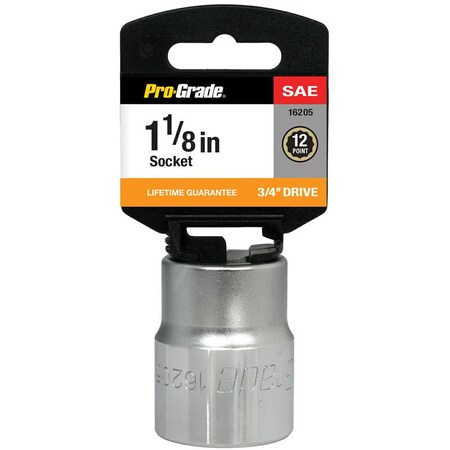 Pro-Grade Tools 3/4" Dr. 12 Pt. 1 1/8" Socket 16205